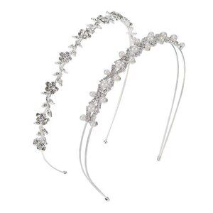 Pangda 2 Pieces Rhinestone Bridal Crystal Women's Headband Wedding Flower Girl